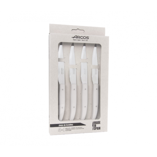 Arcos Juego 4 Piezas Chuleteros Microperlado Blanco 830500