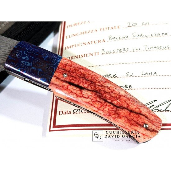 CavedonArt Jabalí Red Acero Damasteel Hueso