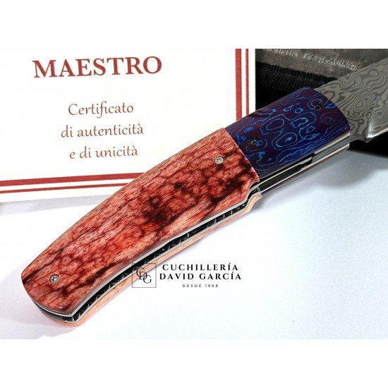 CavedonArt Jabalí Red Acero Damasteel Hueso