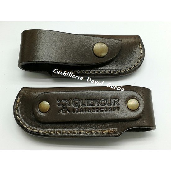 Funda de cinturón para navaja tipo Taramundi en color marrón oscuro -  Quercur Leathercraft