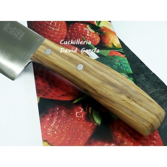 Cuchillo chef con mango en madera de olivo y hoja de acero inox